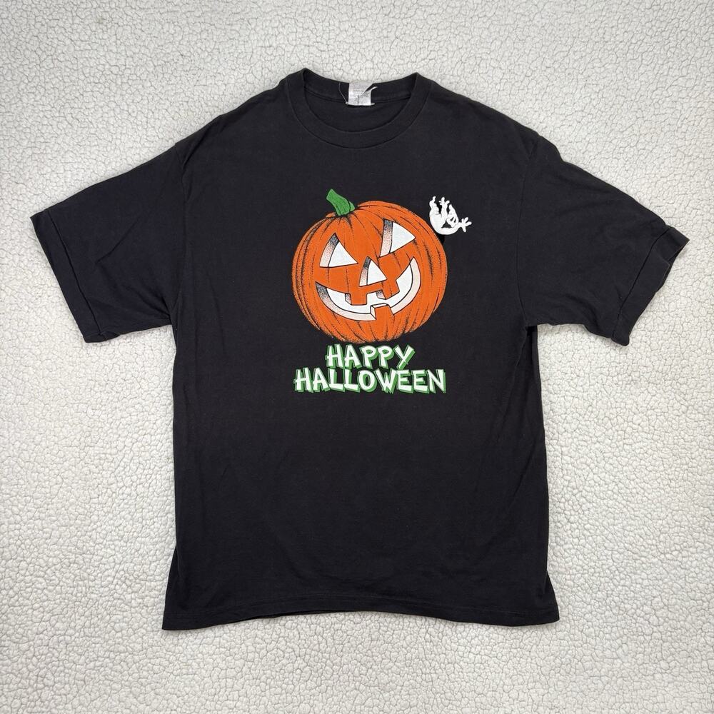 Vintage 90s Happy Halloween Jack-o’-Lantern Pumpkin Ghost Single‎ Stitch T Shirt